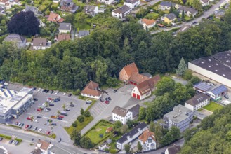 Aerial view, planned new construction of the Fröndenberg town centre rescue station on Alleestraße