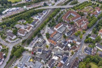 Aerial view, Bruayplatz reconstruction and redesigned market square in Fröndenberg,