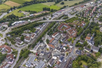 Aerial view, Bruayplatz reconstruction and redesigned market square in Fröndenberg,