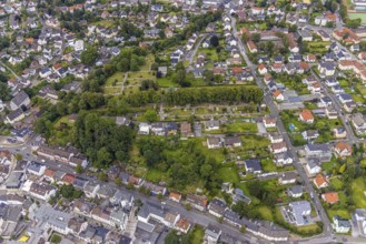 Aerial view, Old cemetery in Fröndenberg, Fröndenberg/Ruhr, Ruhr area, North Rhine-Westphalia,