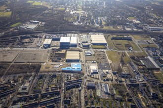 Aerial view, construction site commercial area and service location Europastrasse, bilstein-group,