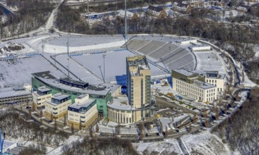 Aerial view, Hotel Courtyard by Marriott Gelsenkirchen, construction site at the hotel,