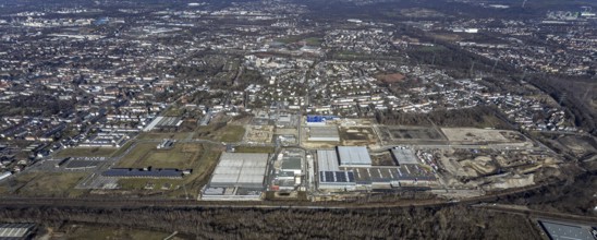 Aerial view, construction site commercial area and service location Europastrasse, bilstein-group,
