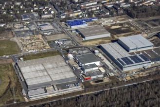 Aerial view, construction site commercial area and service location Europastrasse, bilstein-group,