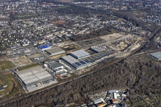Aerial view, construction site commercial area and service location Europastrasse, bilstein-group,