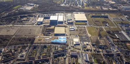 Aerial view, construction site commercial area and service location Europastrasse, bilstein-group,
