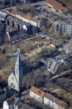 Aerial view, Church of the Resurrection, Josefstraße corner Emanuelstraße, dilapidated and closed
