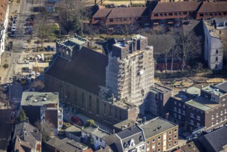 Aerial view, former cath. Heilig-Kreuz-Kirche, construction site and conversion as event location,