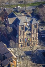 Aerial view, Catholic Church of Our Lady, Ückendorf, Gelsenkirchen, Ruhr area, North