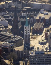 Aerial view, Propsteikirche St. Augustinus und evang. Altstadtkirche am Heinrich-König-Platz,