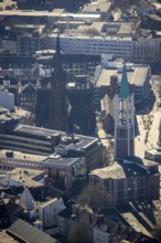 Aerial view, Propsteikirche St. Augustinus und evang. Altstadtkirche am Heinrich-König-Platz,