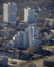 Aerial view, city skyscraper, Maritim Hotel, old town, Gelsenkirchen, Ruhr area, North