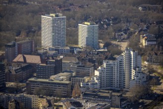Aerial view, city skyscraper, Maritim Hotel, old town, Gelsenkirchen, Ruhr area, North