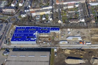 Aerial view, construction site industrial estate and service location Europastraße, former blast