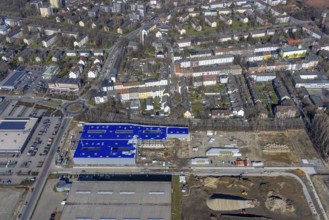 Aerial view, construction site industrial estate and service location Europastraße, former blast
