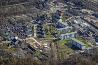 Aerial view, construction site new building Kolbstraße, Bismarck, Gelsenkirchen, Ruhr area, North