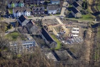 Aerial view, construction site new building Kolbstraße, Bismarck, Gelsenkirchen, Ruhr area, North