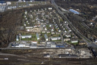 Aerial view, construction site new building Kolbstraße, Bismarck, Gelsenkirchen, Ruhr area, North