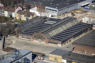 Aerial view, dilapidated old industrial area, industrial park Berliner Brücke, Hochkampstraße,