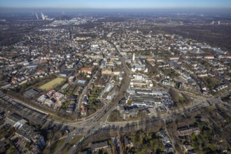 Aerial view, townscape Buer with town hall, Buer, Gelsenkirchen, Ruhr area, North Rhine-Westphalia,