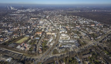 Aerial view, townscape Buer with town hall, Buer, Gelsenkirchen, Ruhr area, North Rhine-Westphalia,