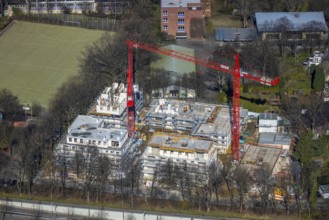 Aerial view, construction site of a new residential complex on Breddestraße, Vinckestraße, Buer,