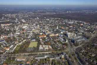 Aerial view, townscape Buer with town hall, Buer, Gelsenkirchen, Ruhr area, North Rhine-Westphalia,