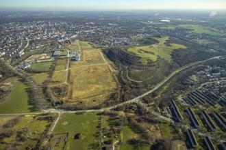 Aerial view, area of Hugo Schacht 2 colliery, Rungenberghalde, Buer, Gelsenkirchen, Ruhr area,