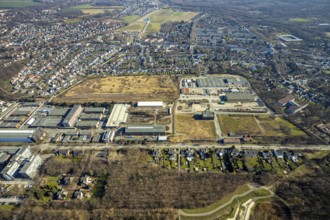 Aerial view, industrial area Bergmannsglückstraße, area of the former colliery Bergmannsglück, RHZ