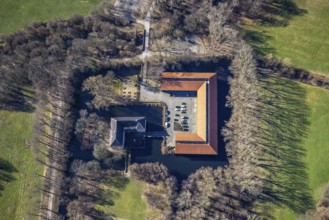 Aerial view, moated castle Haus Lüttinghof, ZfsL Building - Centre for Practical Teacher Training,