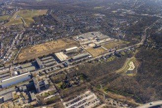 Aerial view, industrial area Bergmannsglückstraße, area of the former colliery Bergmannsglück, RHZ