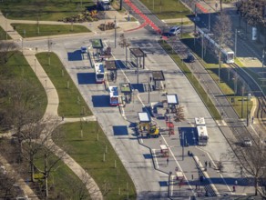 Aerial view, bus station Gelsenkirchen-Buer, Buer, Gelsenkirchen, Ruhr area, North