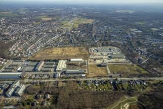 Aerial view, industrial area Bergmannsglückstraße, area of the former colliery Bergmannsglück, RHZ