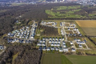 Aerial view, construction site, new development area Am Buerschen Waldbogen, Resse, Gelsenkirchen,