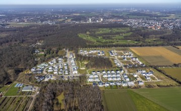 Aerial view, construction site, new development area Am Buerschen Waldbogen, Resse, Gelsenkirchen,
