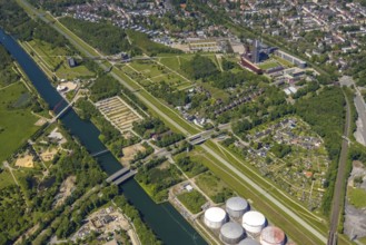 Aerial view, industrial park Nordstern, Nordsternpark, Heßler, Gelsenkirchen, Ruhr area, North