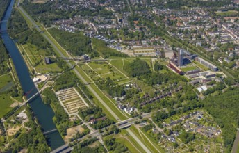 Aerial view, industrial park Nordstern, Nordsternpark, Heßler, Gelsenkirchen, Ruhr area, North