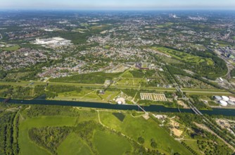 Aerial view, industrial park Nordstern, Nordsternpark, Heßler, Gelsenkirchen, Ruhr area, North