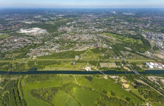 Aerial view, industrial park Nordstern, Nordsternpark, Heßler, Gelsenkirchen, Ruhr area, North