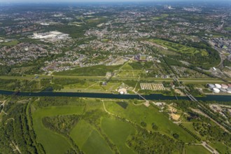 Aerial view, industrial park Nordstern, Nordsternpark, Heßler, Gelsenkirchen, Ruhr area, North