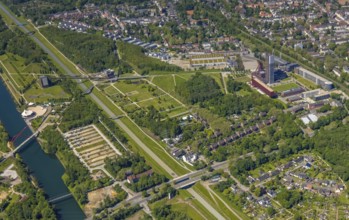 Aerial view, industrial park Nordstern, Nordsternpark, Heßler, Gelsenkirchen, Ruhr area, North