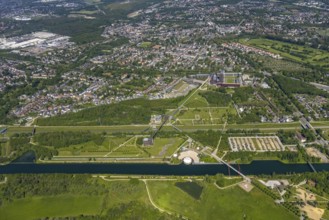 Aerial view, industrial park Nordstern, Nordsternpark, Heßler, Gelsenkirchen, Ruhr area, North