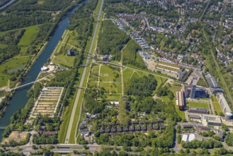Aerial view, industrial park Nordstern, Nordsternpark, Heßler, Gelsenkirchen, Ruhr area, North