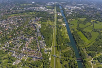 Aerial view, industrial park Nordstern, Nordsternpark, Heßler, Gelsenkirchen, Ruhr area, North