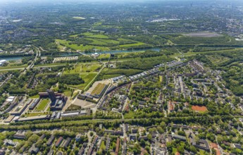 Aerial view, industrial park Nordstern, Nordsternpark, Heßler, Gelsenkirchen, Ruhr area, North
