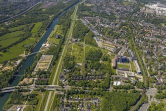 Aerial view, industrial park Nordstern, Nordsternpark, Heßler, Gelsenkirchen, Ruhr area, North
