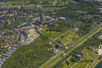 Aerial view, industrial park Nordstern, Nordsternpark, Heßler, Gelsenkirchen, Ruhr area, North