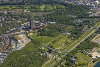 Aerial view, industrial park Nordstern, Nordsternpark, Heßler, Gelsenkirchen, Ruhr area, North