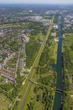 Aerial view, industrial park Nordstern, Nordsternpark, Heßler, Gelsenkirchen, Ruhr area, North
