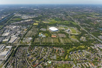 Aerial view, ARENA PARK Gelsenkirchen, Bundesliga stadium Arena auf Schalke, training grounds,